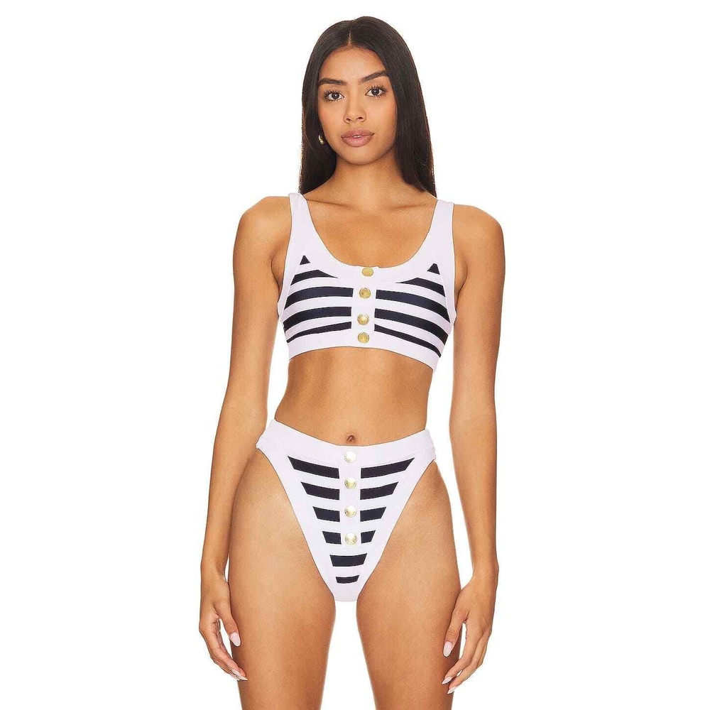 Beach Riot Striped Bikini with Gold Accents
